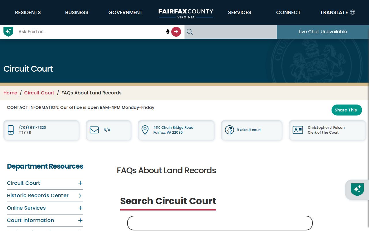 Oakton previous residents Fairfax land records FAQ