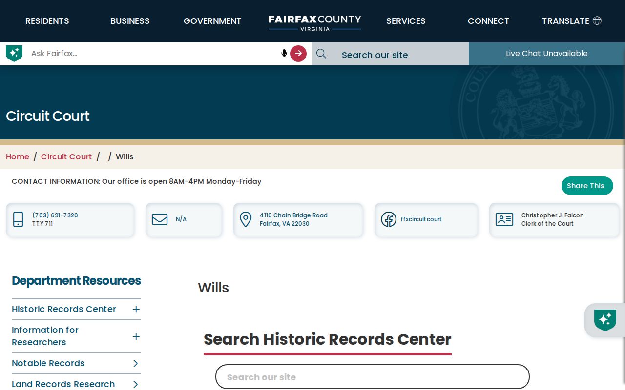 Oakton previous residents Fairfax wills records guidance